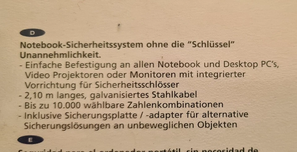 Kabelschloss Notebook Schloss DEFCON CL Notebook Cable Lock - NEU OVP - Bild 4 von 4