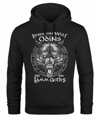 Hoodie men's saying better a wolf of Odin than a lamb of God Vikings