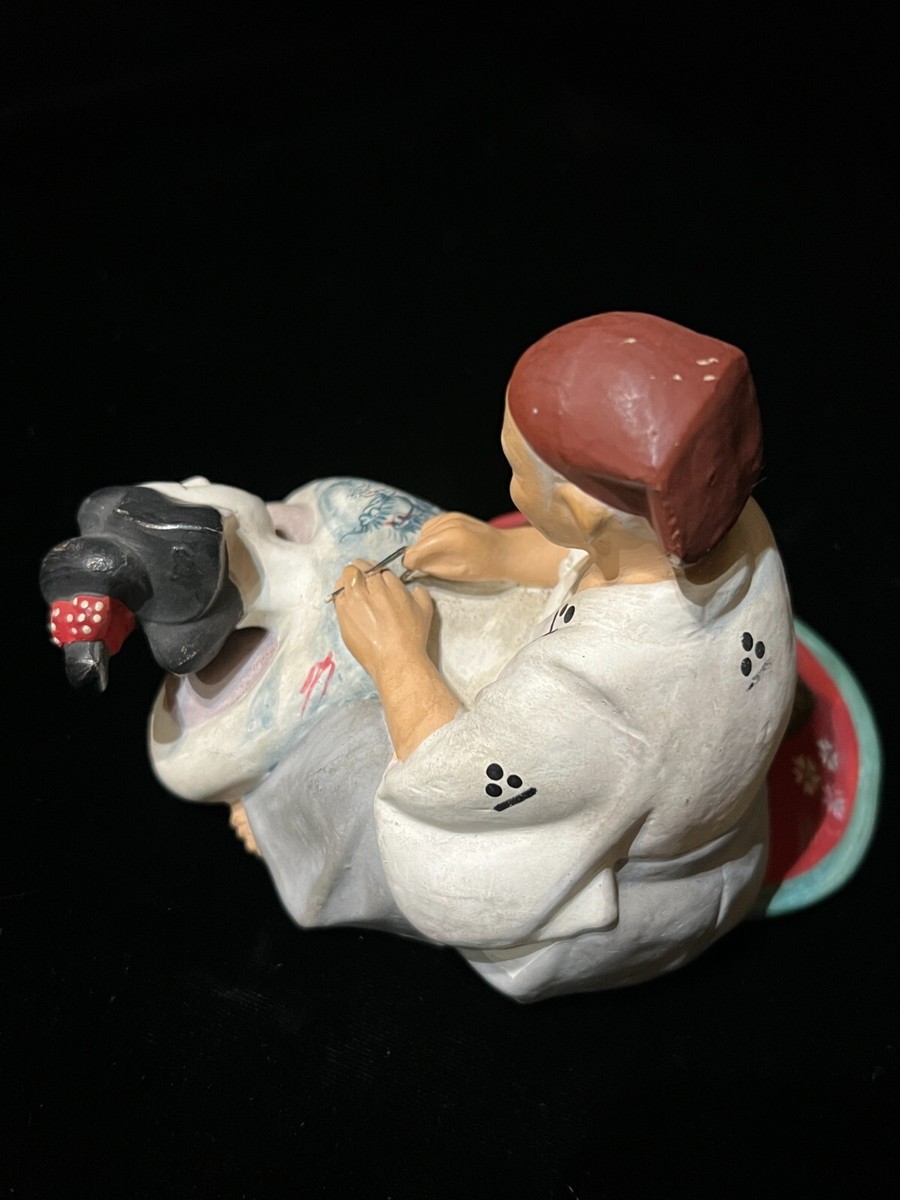 Vintage HAKATA Doll SHUNGA figure Japanese Tattoo Artist and
