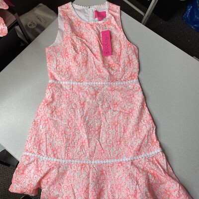 Lilly Pulitzer Ellen Embroidered Flounce Dress Melon White Womens Size 6 NWT | eBay Lilly Pulitzer Ellen Embroidered Flounce Dress Melon White Womens Size 6 NWT | eBay