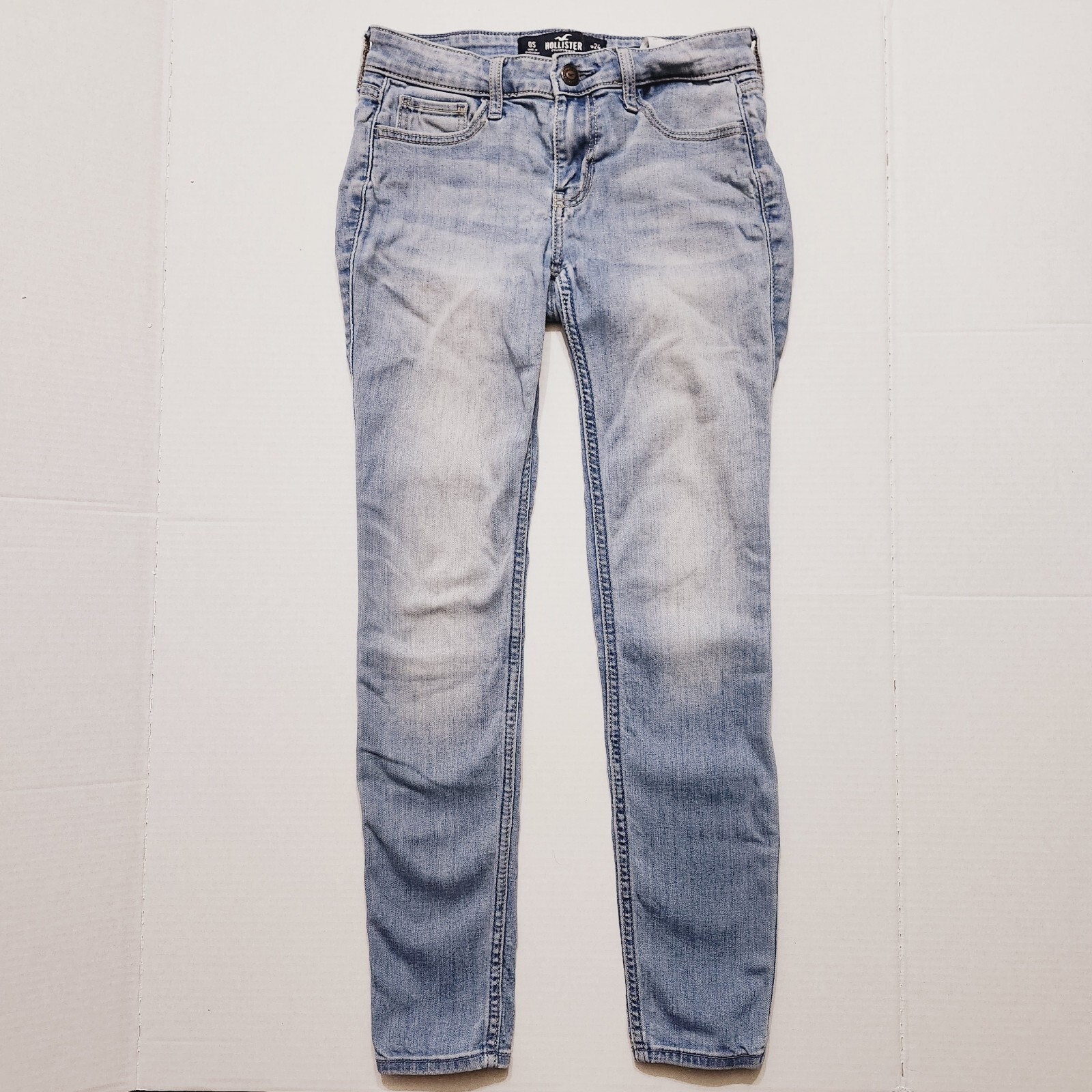 READ Hollister Women's Jeans Classic Stretch Low Rise Super Skinny Blue 24x28