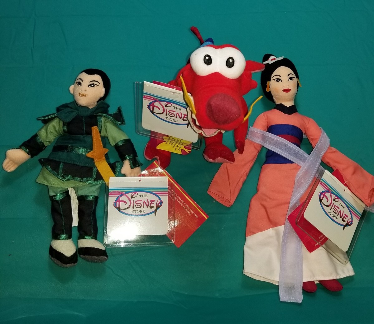 ☃️Disney Store Mulan Bean Bag Plush Lot Warrior MUSHU SOUND