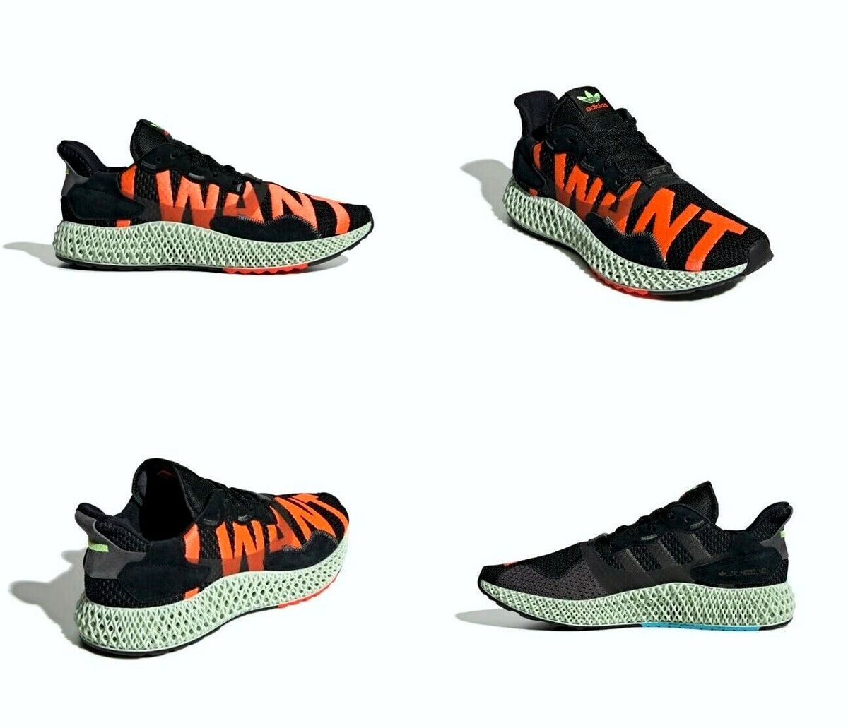 Adidas ZX 4000 4D Black / Yellow / Cyan Running Shoes Mens Adidas ZX 4000 4D Black / Yellow / Cyan Running Shoes Mens