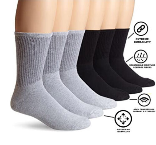 12 Pairs Men's Cushioned Crew Socks Ankle Trainer Sports Winter Socks 6-11 lot - Picture 1 of 3