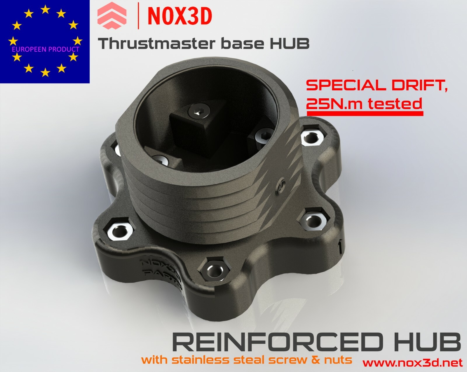 Hub reinforced steel pour Thrustmaster T300 et T-GT, adaptateur de volant en acier robuste noir