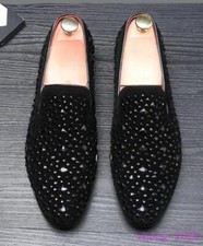 Mens Rhinestone Loafers Party Slip On Round Toe Casual Clubwear Driving Shoes SZ