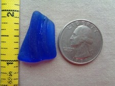 GENUINE BEACH SEA GLASS SURF TUMBLED COBALT BLUE NECK LIP FROSTED PENDANT S1