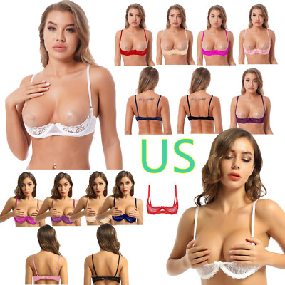Women's 1/4 Cups Bras Exposed Breast Brassiere Push Up Shapewear Posture