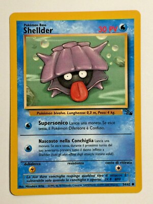 Pokemon Card Fossil Italian Shellder 54/62. Vintage. WoTC