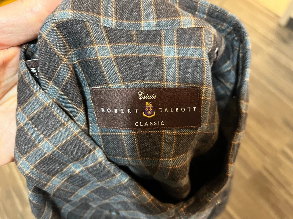 Robert Talbott Estate Men's black, gray and brown plaid long sleeve shirt XXL - Image 4 of 4