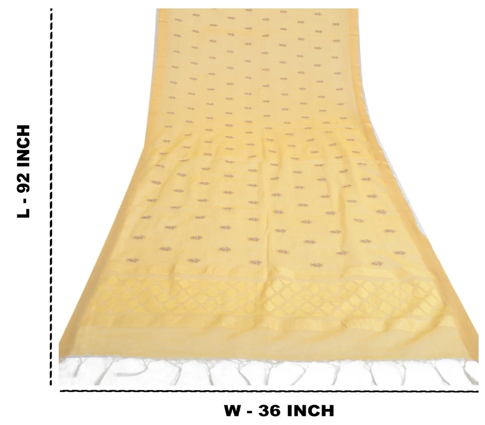 Bufanda tejida bordada amarilla algodón mezcla estola larga Dupatta vintage Sanskriti Foto 3 de 4