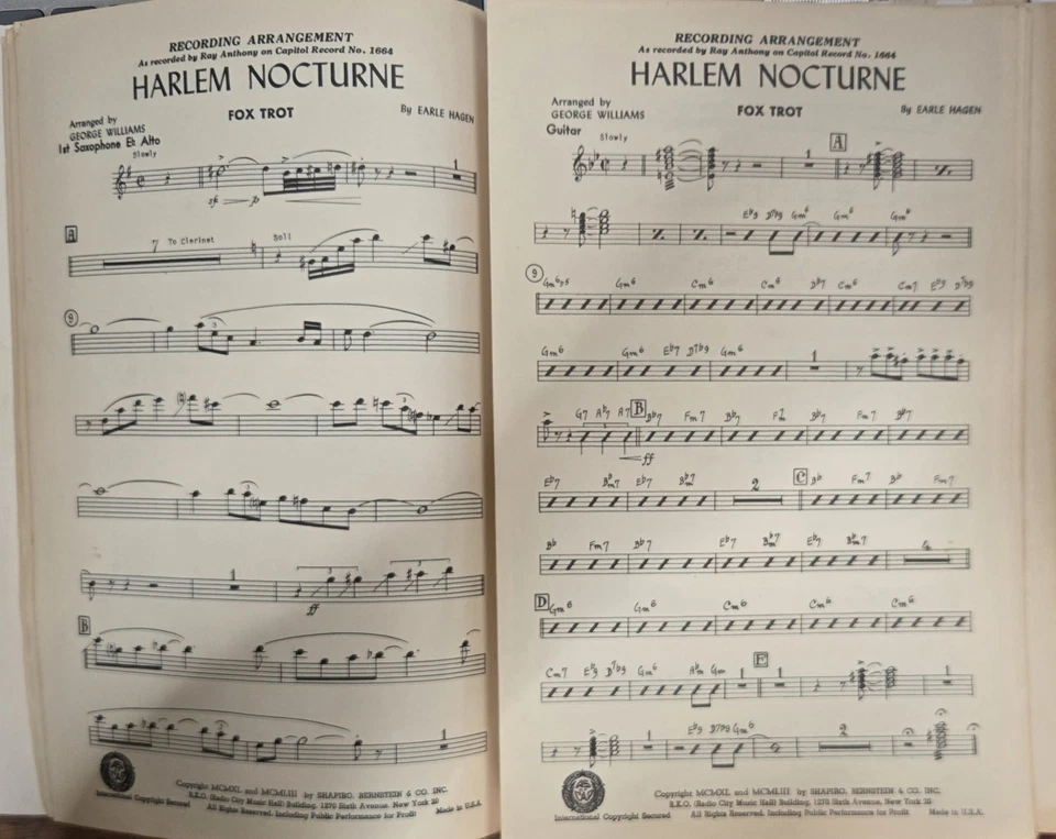 Earle Hagen Harlem Nocturne '53/Anthony/Williams arr.-12 instruments sheet music - Image 2 of 3