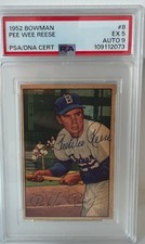 PeeWee Reese 1952 Bowman #8 PSA 5 Auto 9 🔥 Pop 2 Only 1 Higher 🔥 Period Auto