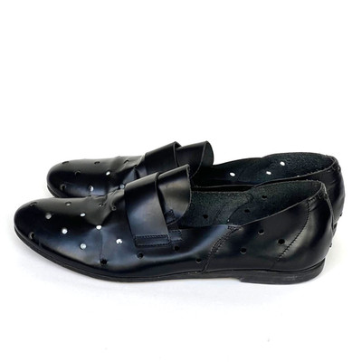 Pantanetti Black Leather Perforated Loafers Womens Size 39 Made in Italy Slip-On