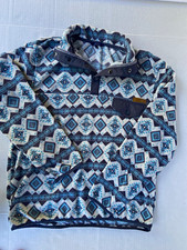 Simply Southern Women s Fleece Pullover Sweater 1/4 Snap Pocket Geometric Sz S