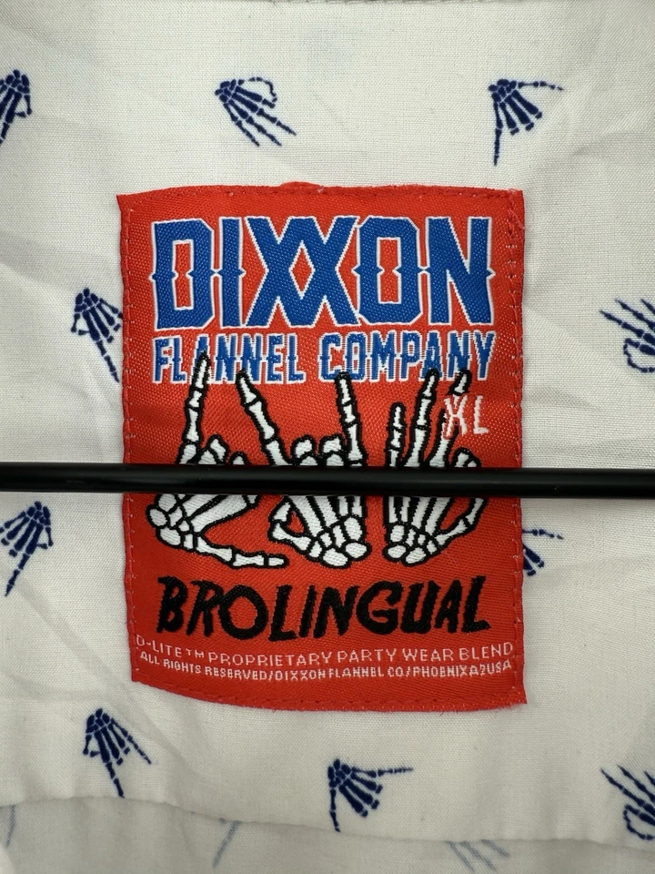 Camisa de Fiesta Dixxon Flannel Co Para Hombre XL Blanca Brolingual Manga Corta Esqueleto Foto 4 de 4