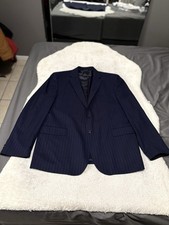 Jos A Bank Executive Tailored Navy Blue Pinstripe Wool Sport Blazer Jacket 44L