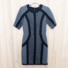 BCBGMAXAZRIA Womens Geometric Bodycon Dress Size S Black Knit Dark Femme Edgy