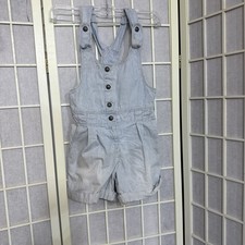 Vintage Y2K Gap Blue Striped Denim Short Overalls Kids Size 7