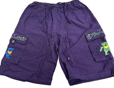 Grateful Dead Dancing Bear Shorts Gypsy Rose Purple 3 Pocket Cotton Nepal