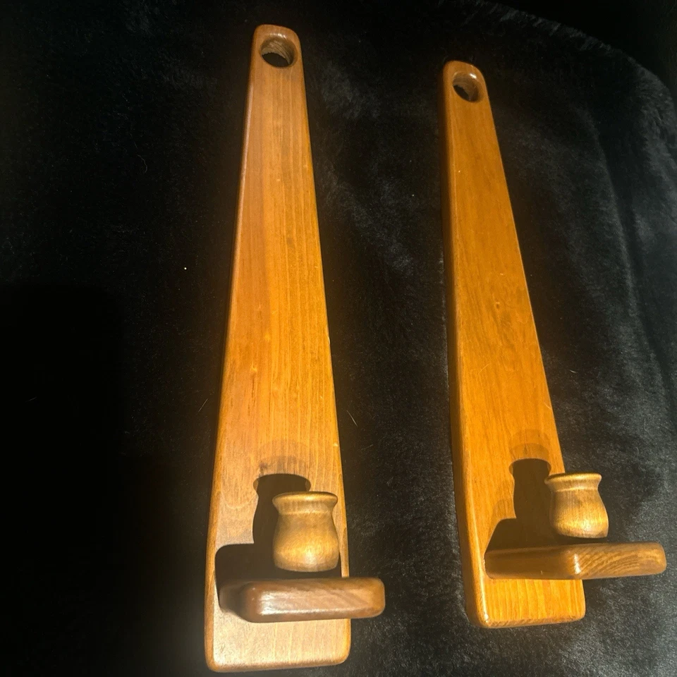 Juego de 2 apliques de vela de madera maciza. Candelabros Foto 2 de 3
