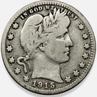 1915-S Barber Quarter 25c Fine F Condition * All Letters Partially Visible *