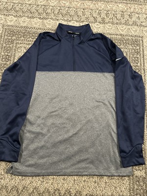 Nike Golf Mens 1/4 Zip Pullover Fleece Performance Long Sleeve Top Blue Sz Large