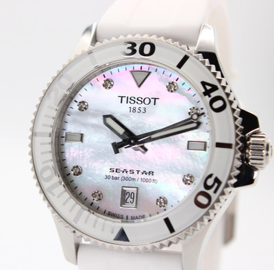 Tissot 36 MM Seastar Quartz Diamond White MOP Dial Watch T120.210.17.116.00