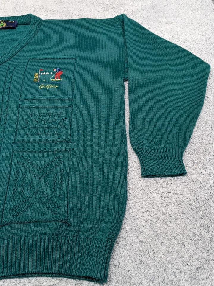 Suéter de Lana Irlandesa Blarney Castle Designs Para Hombres XL Verde Grueso Pescador De Colección Y2K Foto 4 de 4