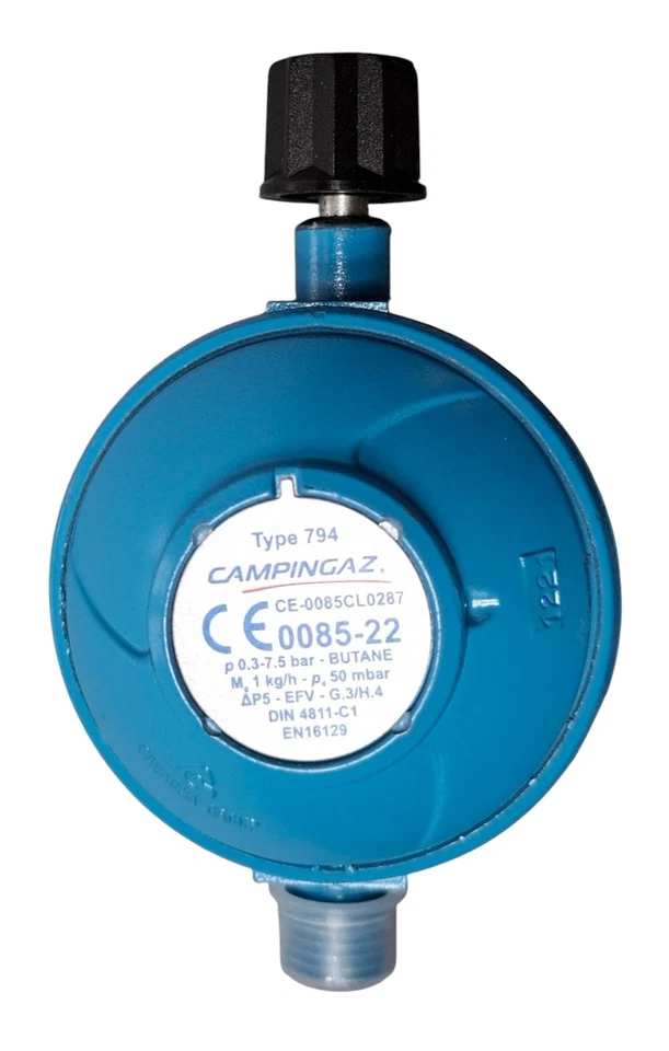 Campingaz Butangasregler 50 mBar mit Schlauchbruchsicherung für R 904 907 Regler