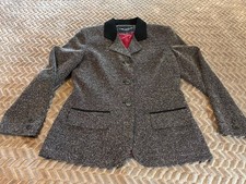 Sag Harbor Petite 6 Black White Speckled Blazer Lined Red Shoulder Pads