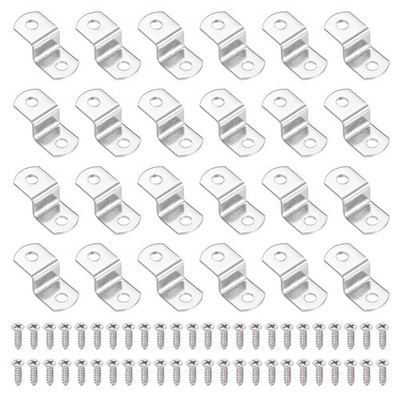 32Pcs 1/3'' Offset Canvas Clips with 2 Holes Include 64 Screws, Silver Tone