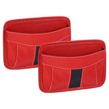2pcs Car Seat Side Pocket Organizer PU Leather Auto Console Storage Bag, Red