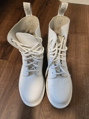 Dr. Martens 1460 Pascal Mono White Leather Combat Boots Women's US 7 UK 5 EU 38