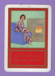 1 Single Swap Playing Card ANTIQUE WIDE LADY GAS FIRES GIVE BEDROOM COMFORT MINT