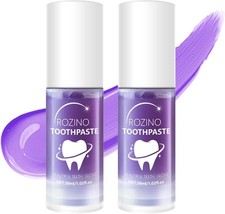 Purple Toothpaste for Teeth Whitening Stain Removal, 24H Stain Defense 2Pack