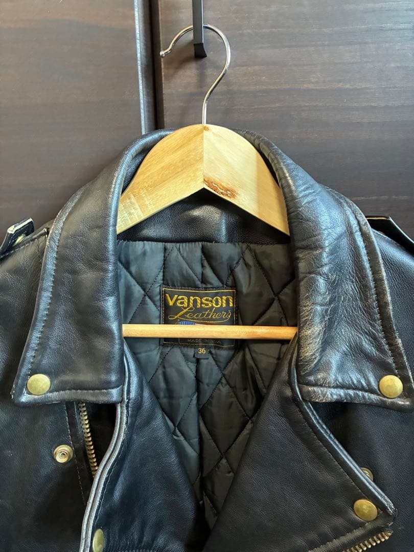 VANSON C2 Vintage Double Riders Leather Jacket Black Size 36 TALON