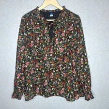 Old Navy Oversized Floral Flowy Blouse Size XL Boho Peasant Prairie