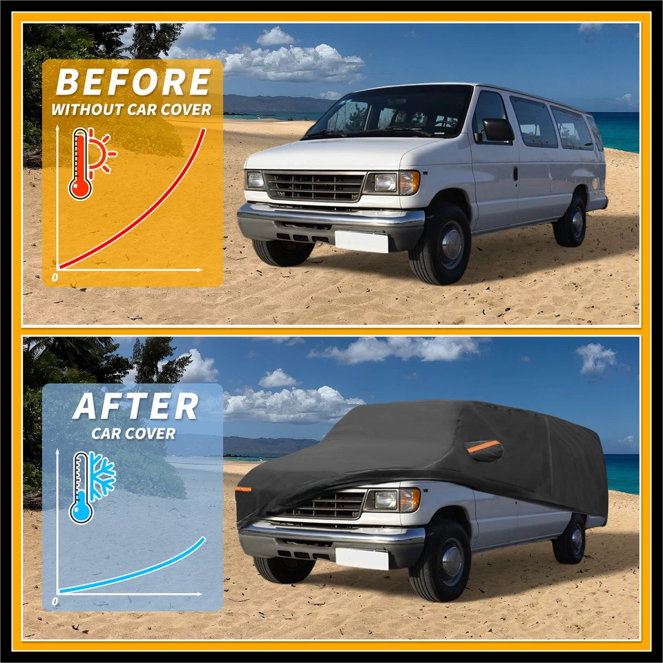 Автомобильный чехол всепогодный для Ford E-Series черный 190T-PU с левой молнией новый - Изображение 4 из 4