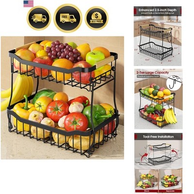 Fruit Basket for Kitchen Counter - 2 Tier Detachable Fruit Vegetable Basket w...
