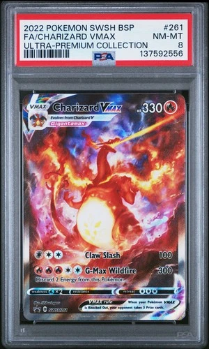 2022 POKEMON SWSH BLACK STAR PROMO #261 FULL ART/CHARIZARD VMAX PSA 8