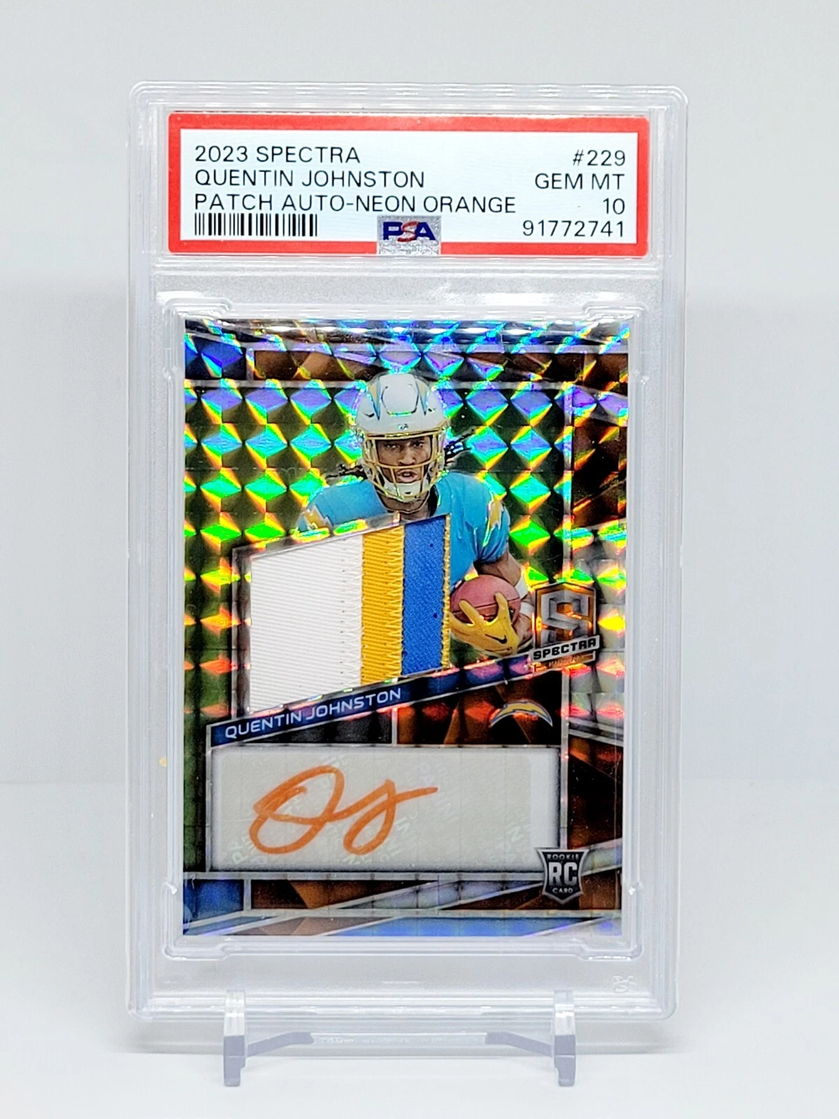 Quentin Johnston Panini Spectra #229 Patch Autograph-Neon Orange