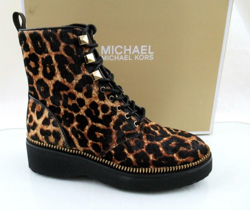 michael kors haskell combat boots leopard