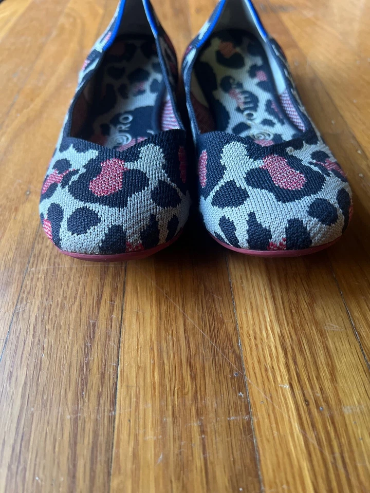 Rothys Red Cat Animal Print Ballet Shoes Size 8 - Image 2 of 4