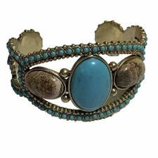 Lucky Brand Cuff Bracelet Beaded Southwestern Style Boho MCM