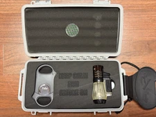 Cigar Caddy Gift Set with Palio Vesuvio Lighter and Palio Cutter GRAY NEW
