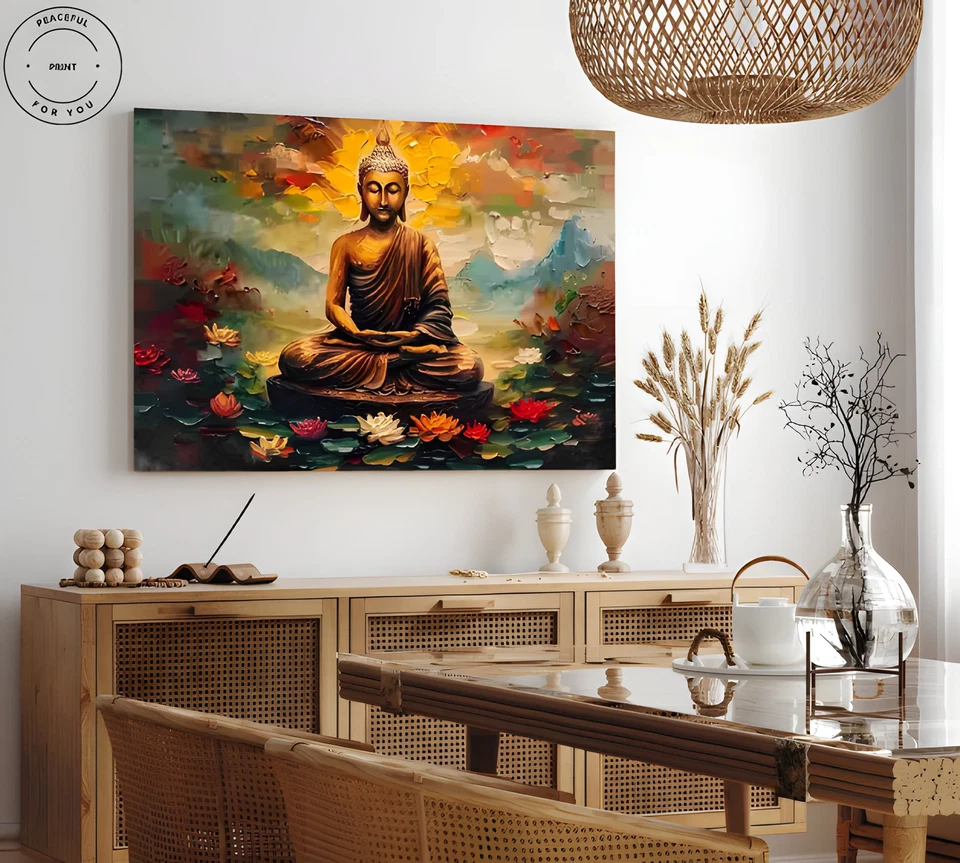 Póster en lienzo de Buda impresión de meditación obras de arte de yoga póster budista de Buda 8 Foto 3 de 4