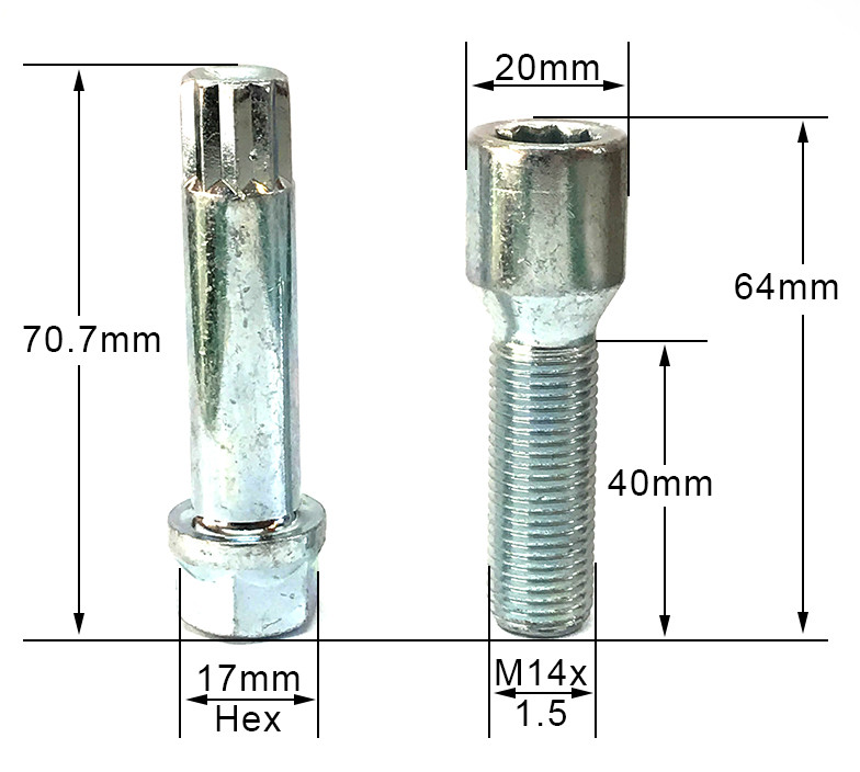 20 x Bulloni Tuner M14 x 1,5, estesi 40mm per cerchi in lega aftermarket. mercedes foto 2