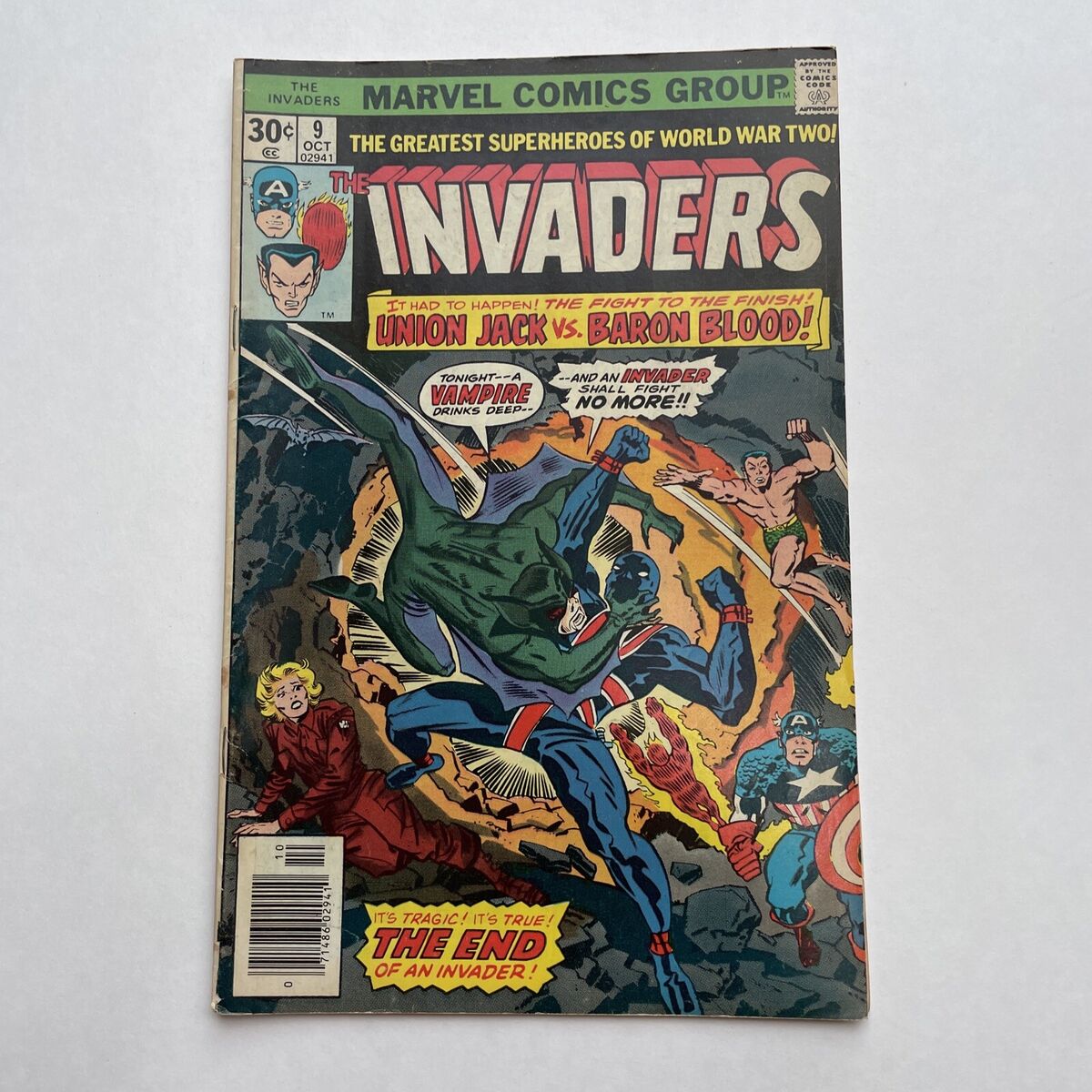 The Invaders Union Jack Vs. Baron Blood Issue #9 (Comic Book, Copper Age,  1976)