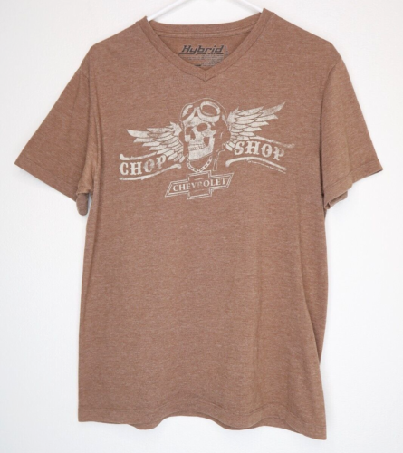 Chevrolet Chop Shop Skull T Shirt Adult Medium Brown Great Hybrid Tees - Picture 1 of 8